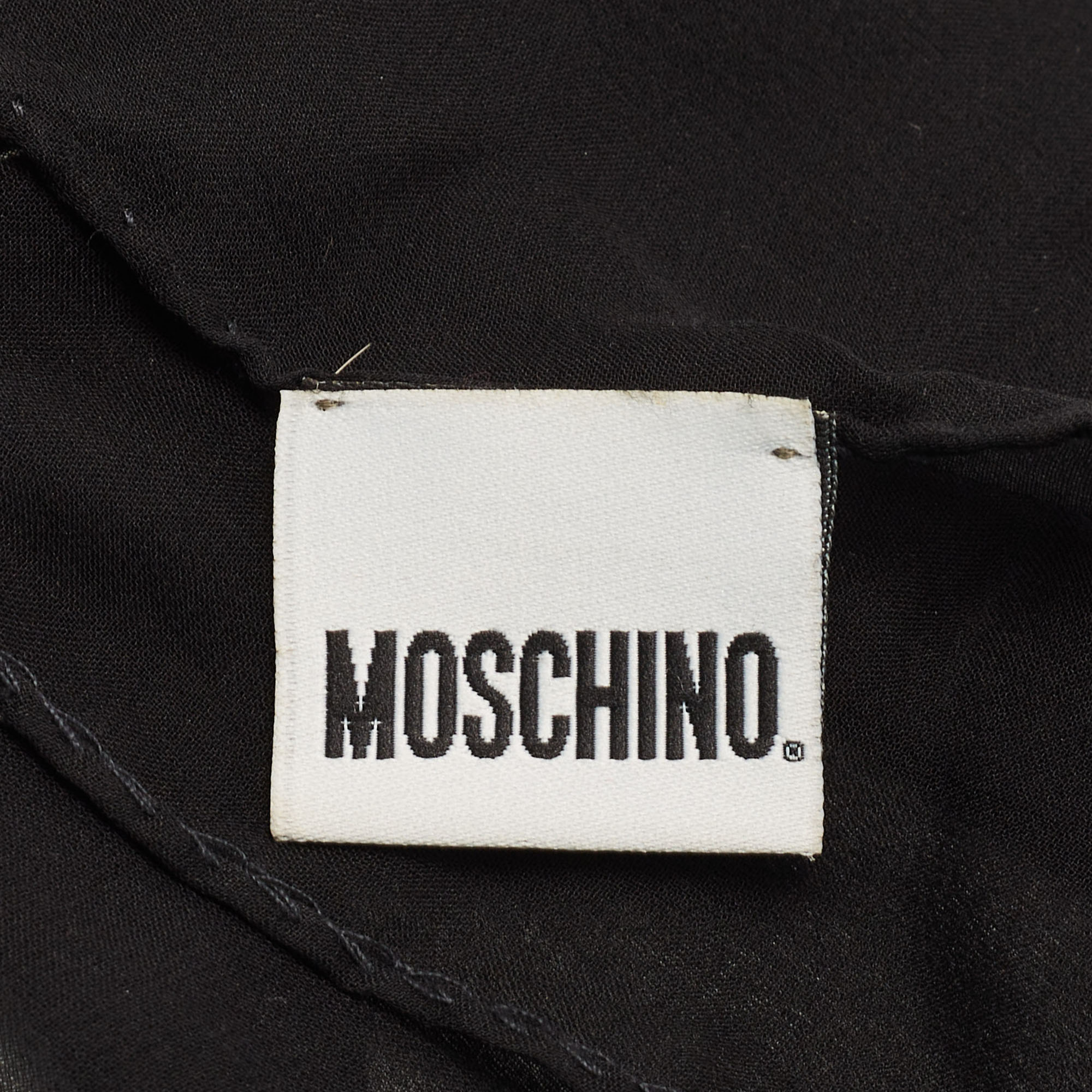 Moschino Black Logo Stitch Detailed Cotton Blend Scarf