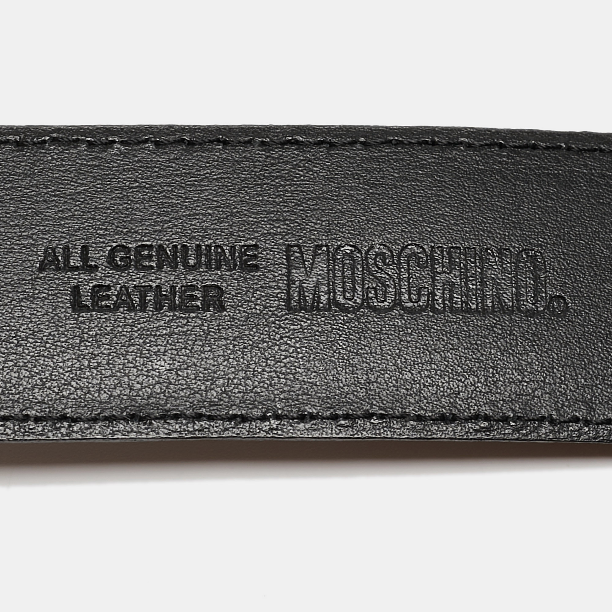 Moschino Black Leather Classic Logo Belt 100 CM