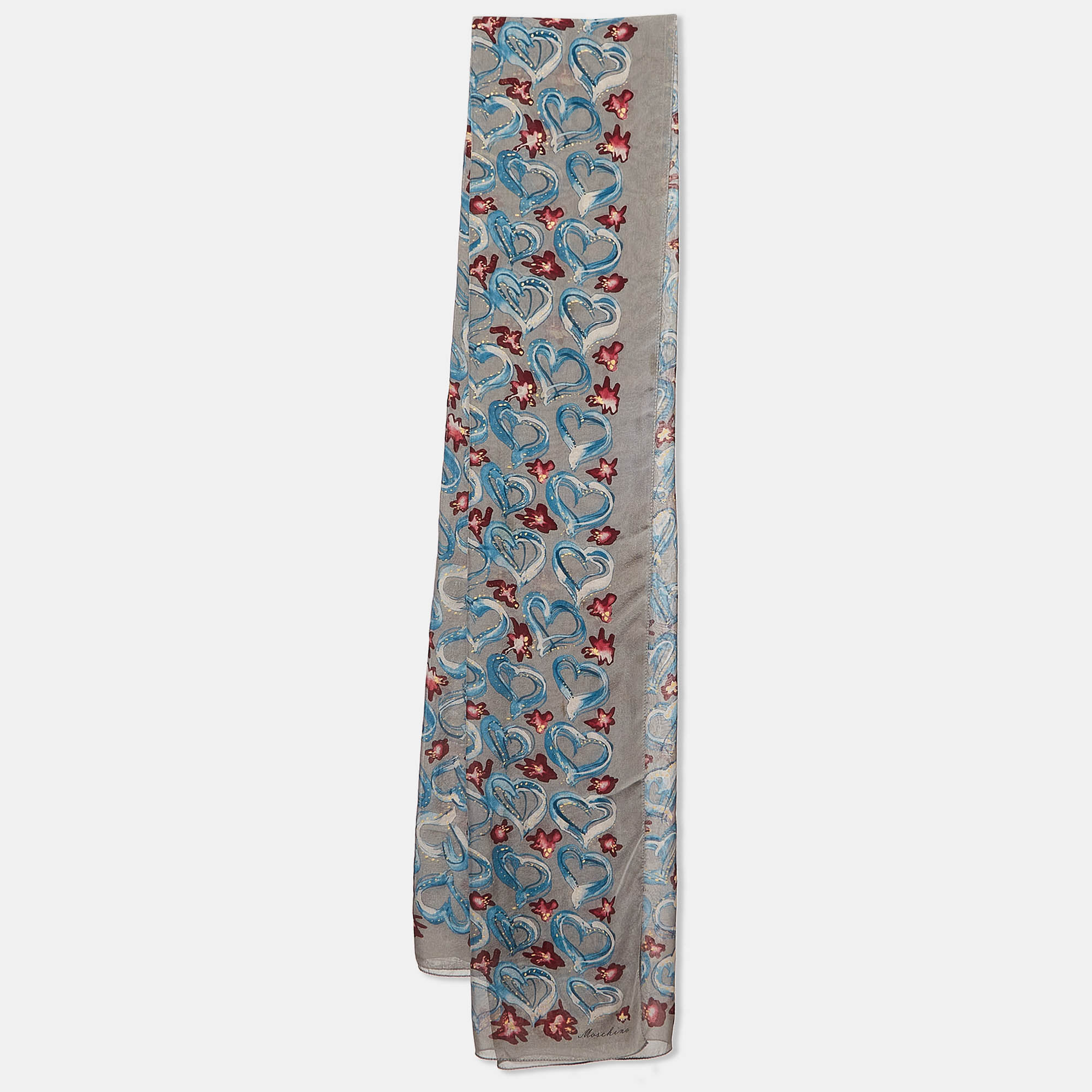Moschino larioseta floral print silk scarf
