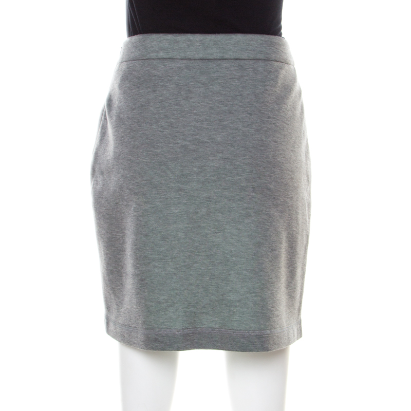 Boutique Moschino Grey Jersey Tweed Panel Detail Skirt S