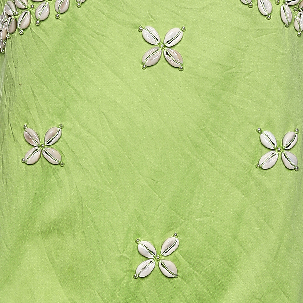 Moschino Cheap & Chic Green Cotton Shell Appliqué Sleeveless Dress L