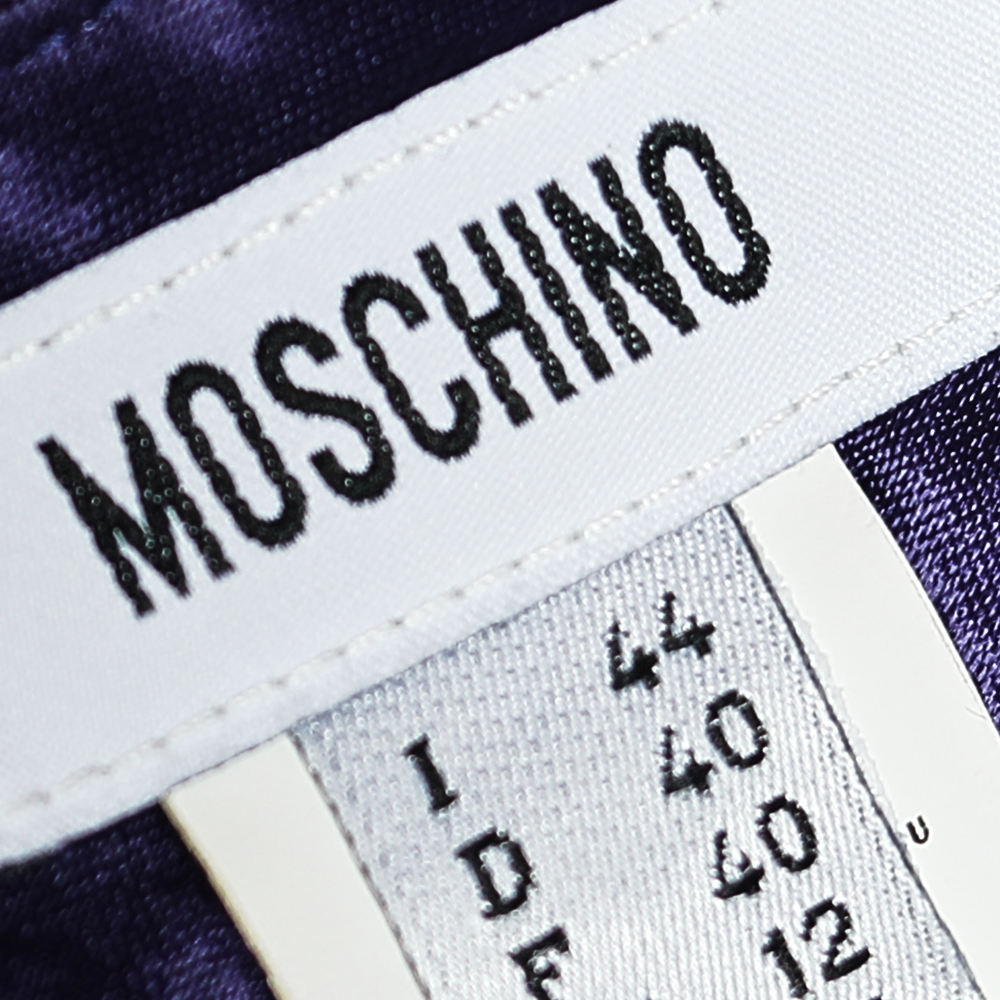 Moschino Purple Textured Wool & Silk Ruffled Mini Skirt M