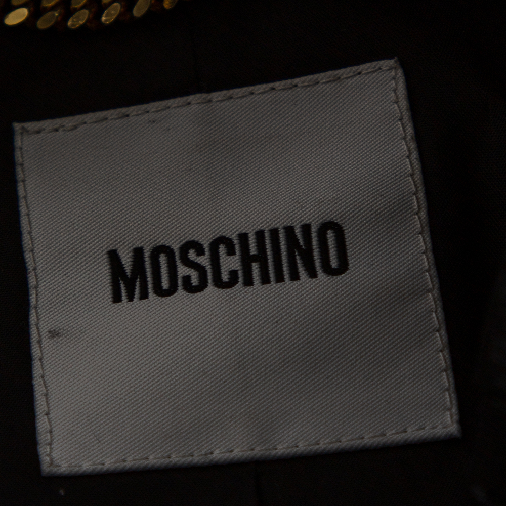 Moschino Black Wool & Ruched Metallic Trimmed Jacket M