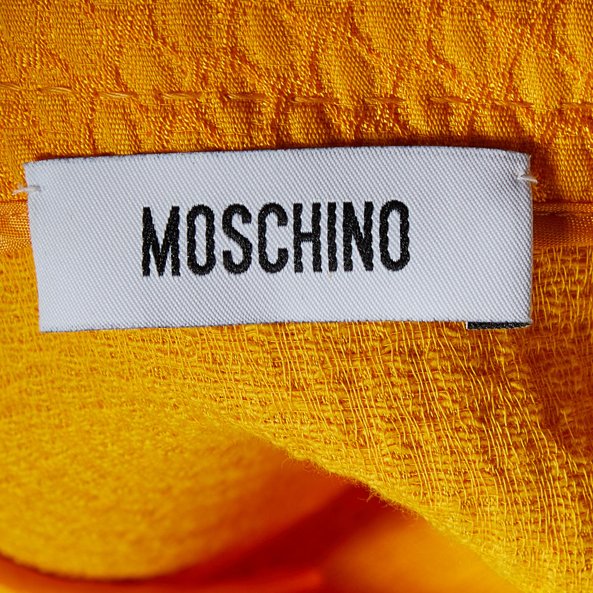 Moschino Yellow Textured Cotton Cutout Detail Jumpsuit S