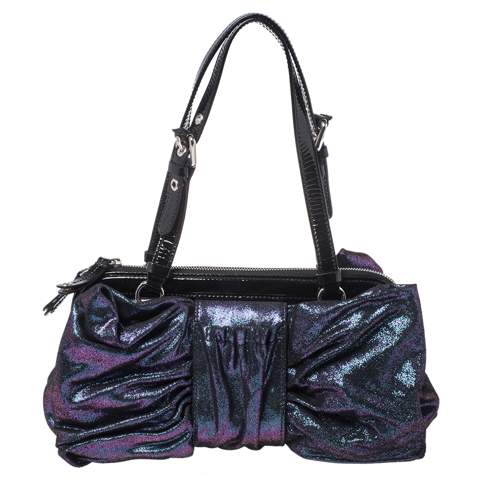 Image of Moschino Holographic Iridescent Leather Satchel