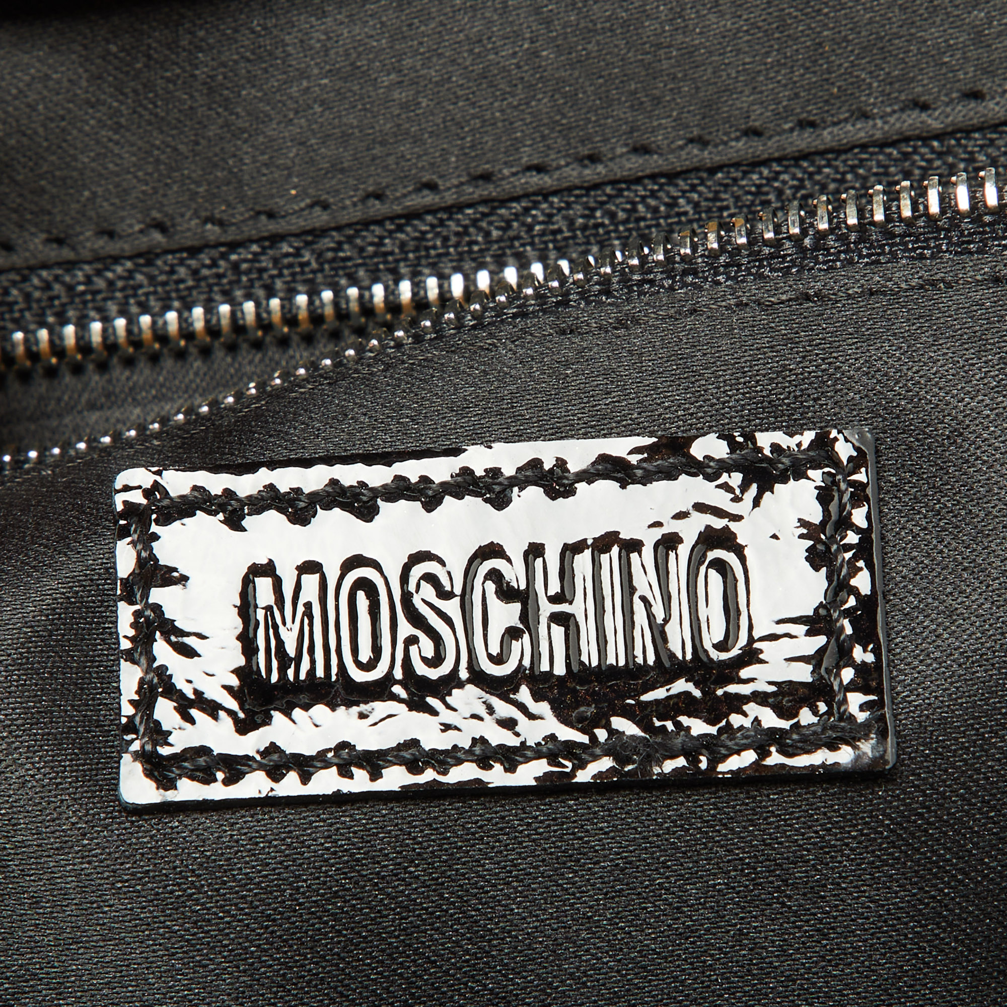 Moschino Black Patent Leather Clutch