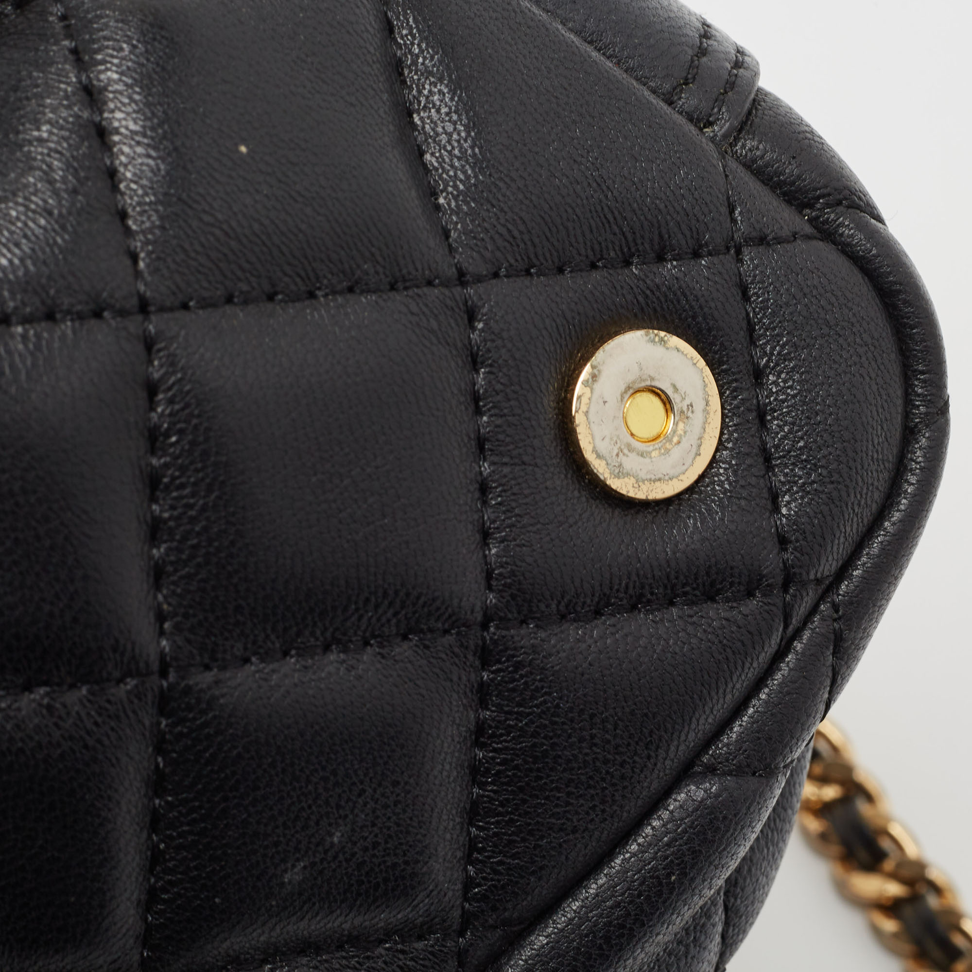 Moschino Black/White Quilted Leather Jacket Shoulder Bag