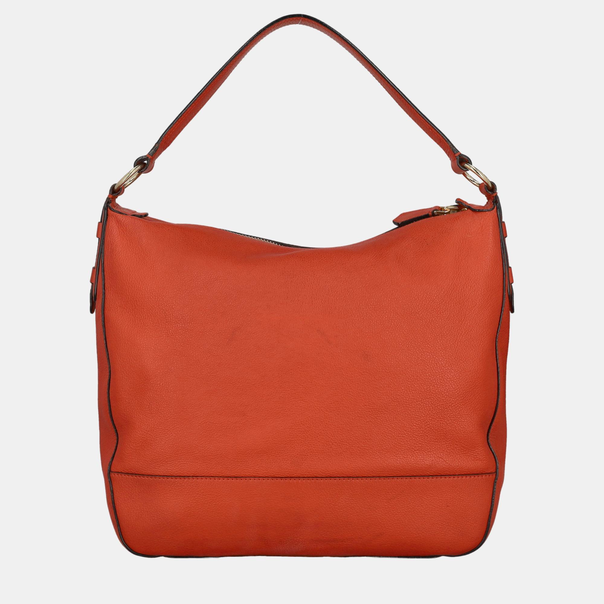 Moschino  Women's Leather Hobo Bag - Orange - One Size