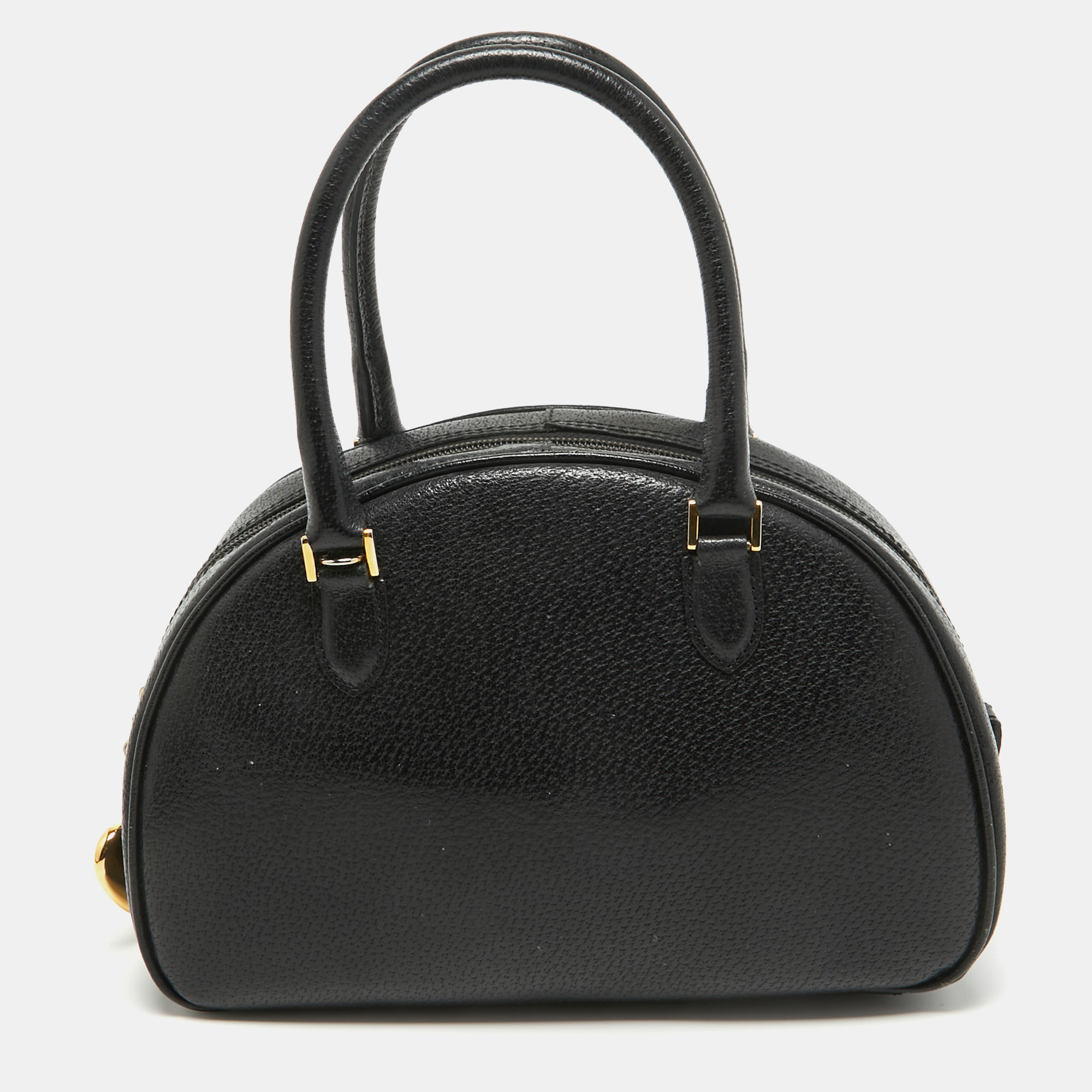 Moschino black leather heart charm satchel