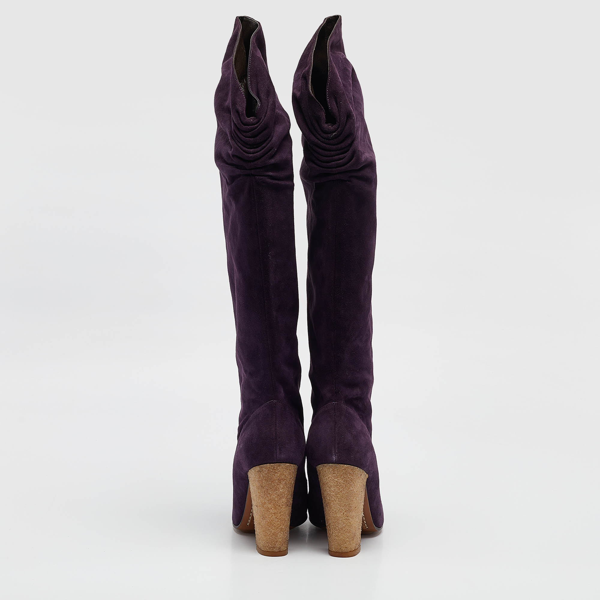 Moschino Purple Suede Knee Length Boots Size 38