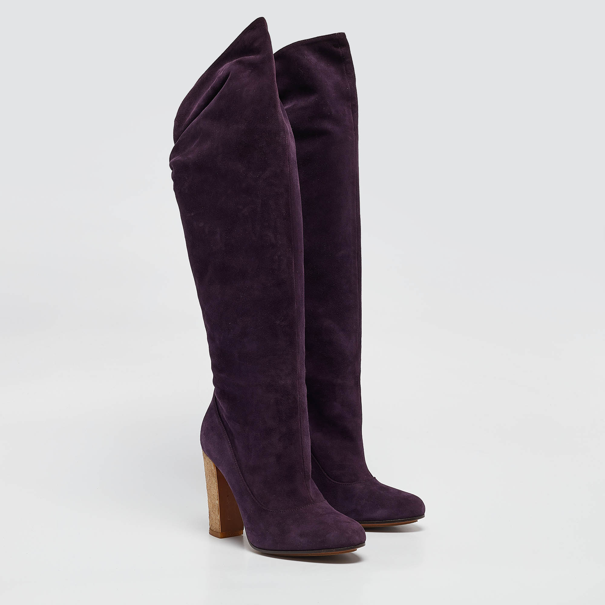 Moschino Purple Suede Knee Length Boots Size 38