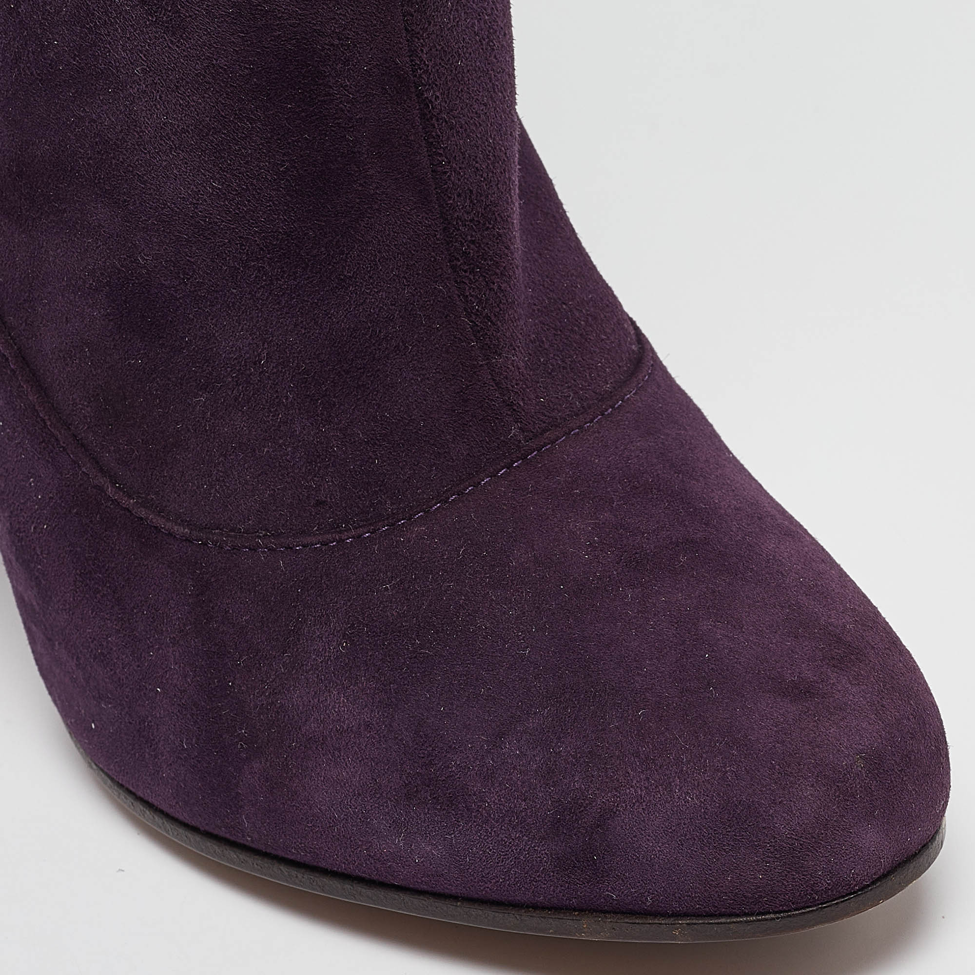 Moschino Purple Suede Knee Length Boots Size 38