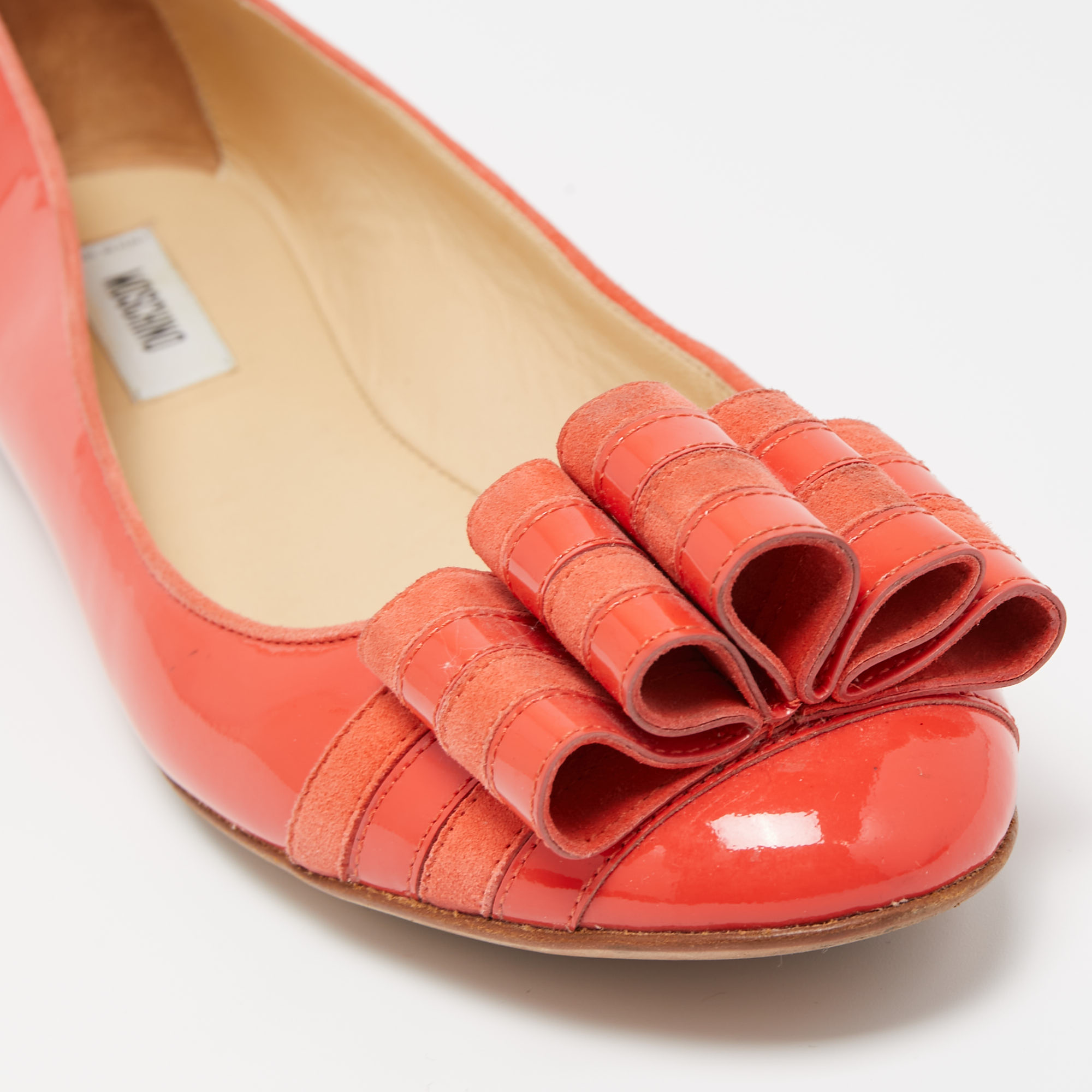Moschino Orange Patent Leather Ballet Flats Size 40