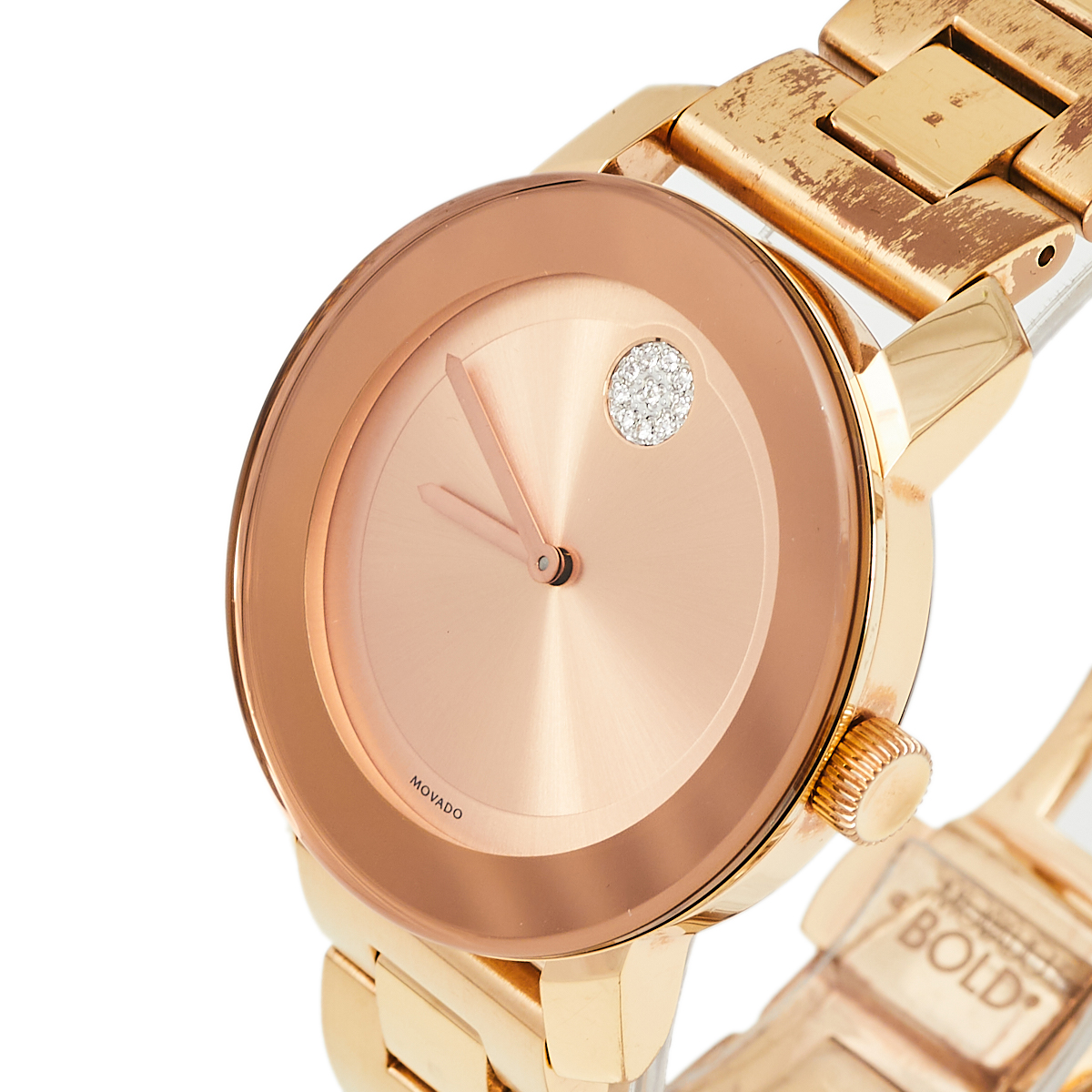 Movado Rose Gold Plated Stainless Steel Bold MB.01.3.34.6039 Women's Wristwatch 36 mm