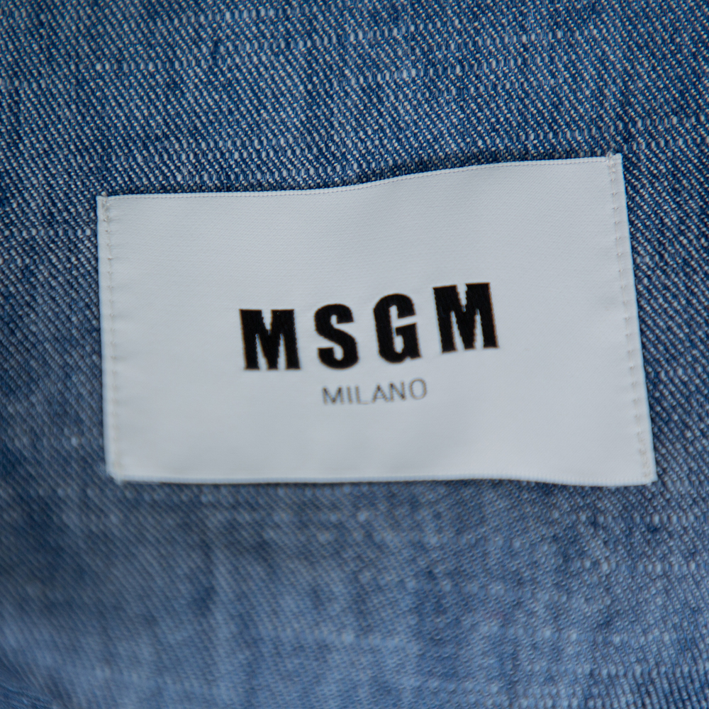 MSGM Blue Denim Tailored Belted Coat M