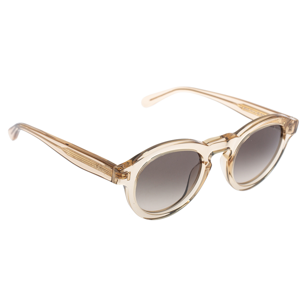 Image of Mulberry Light Brown Transparent Gradient Round Sunglasses