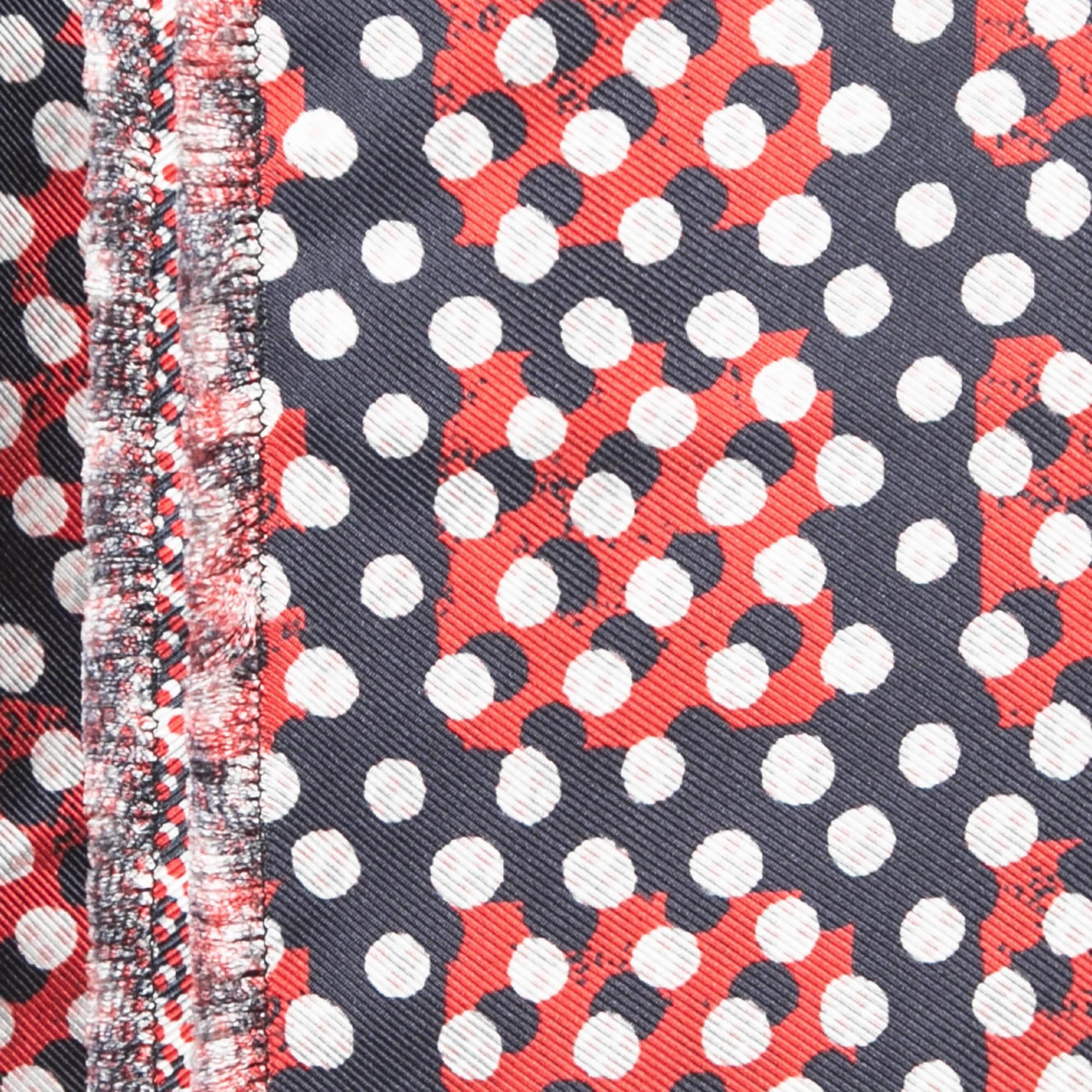Mulberry Red & Navy Blue Dotty Printed Silk Square Scarf
