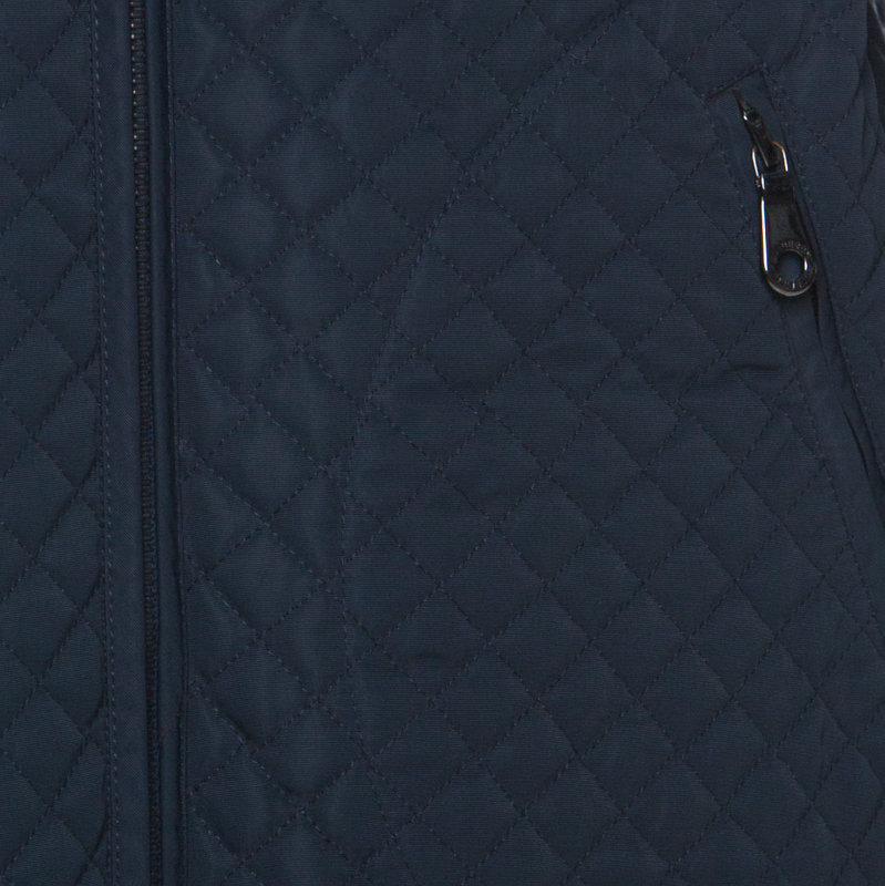 Mulberry Navy Blue Quilted Zip Front Hooded Jacket L