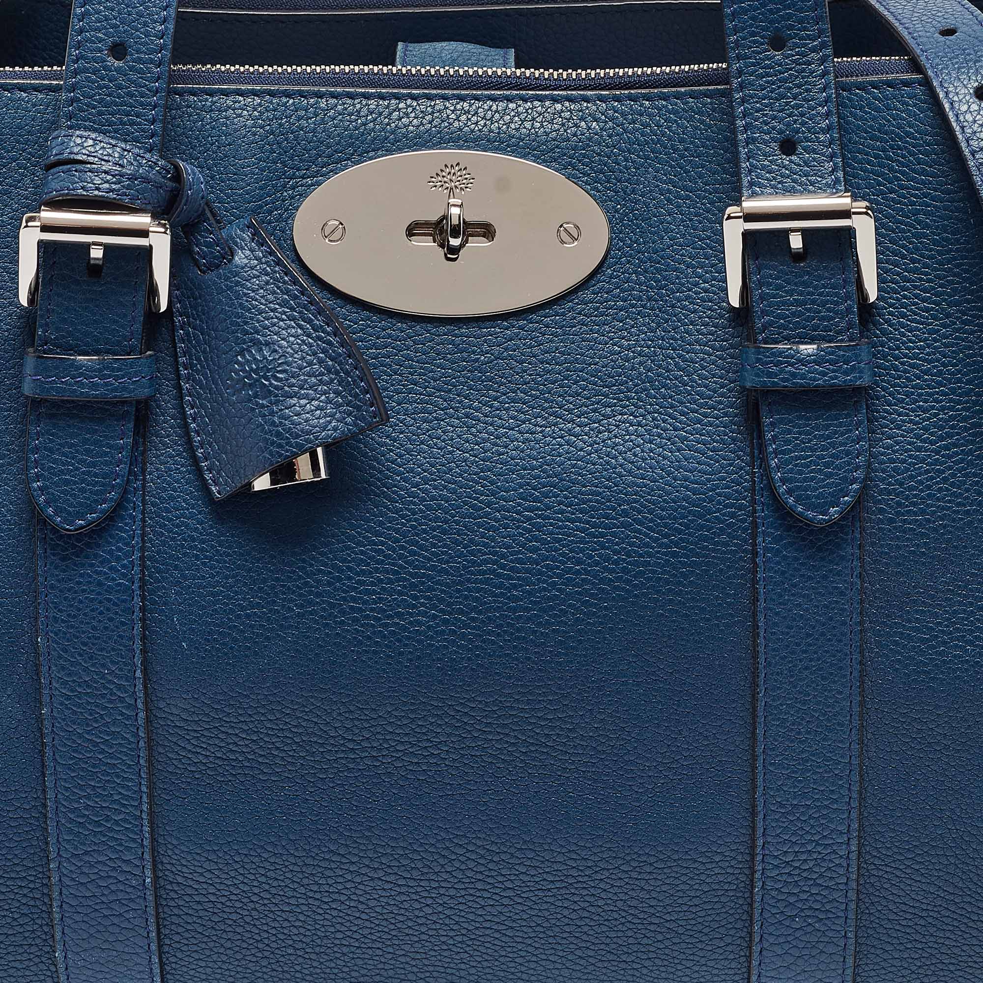 Mulberry Blue Leather Bayswater Double Zip Tote