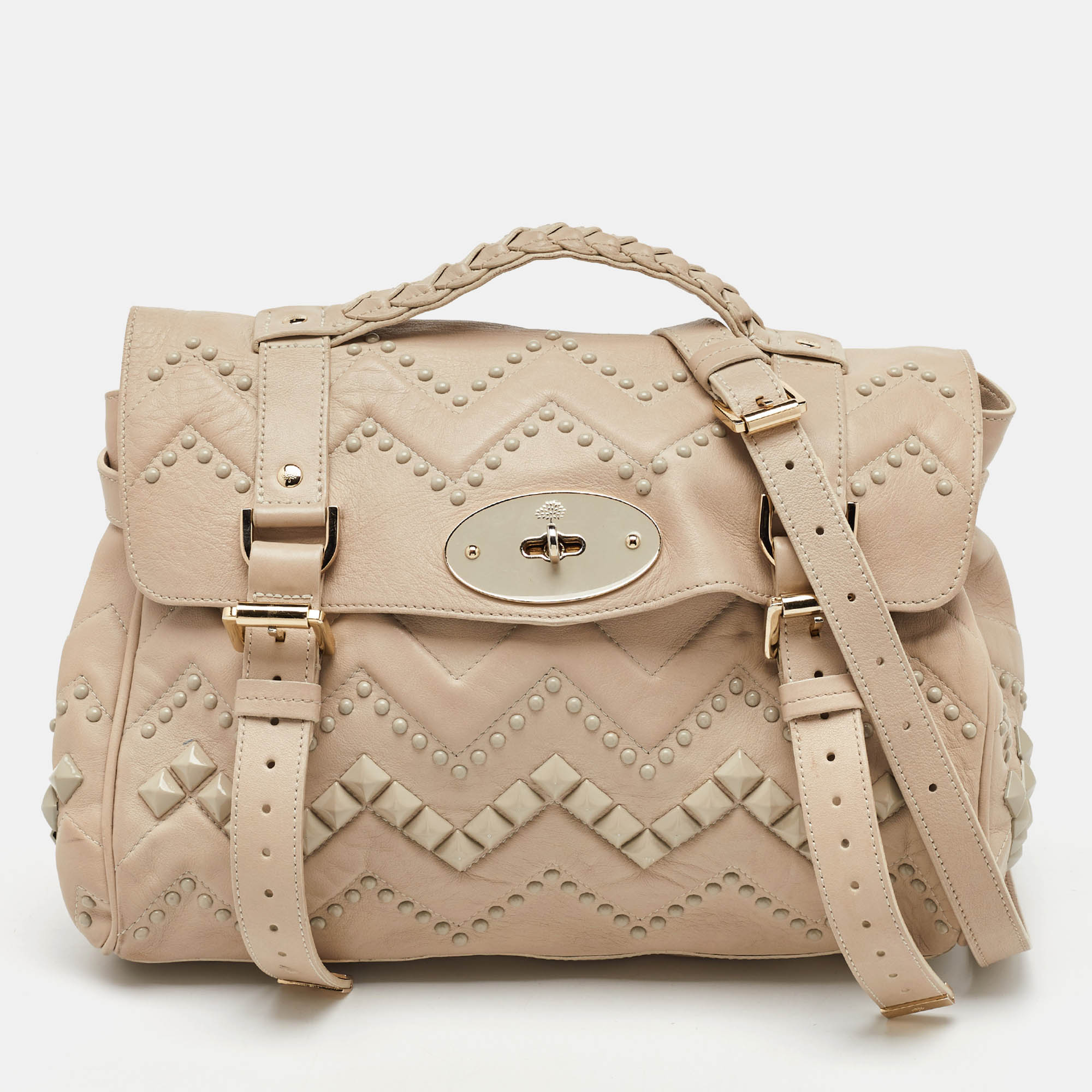 Leather Studded Alexa Top Handle Bag - Mulberry - Modalova