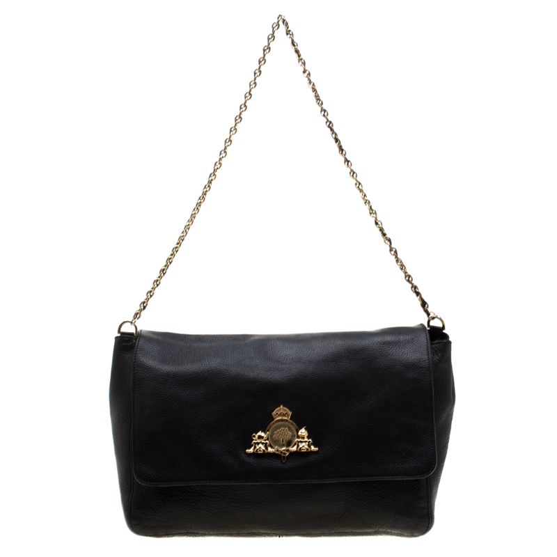 Image of Mulberry Black Leather Large Margaret Shoulder Bag