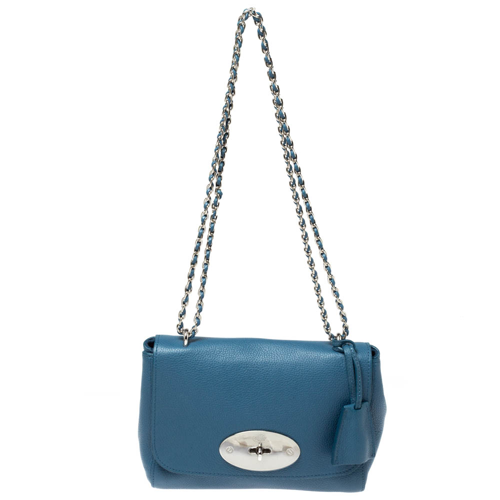 Image of Mulberry Blue Leather Small Lily Shoulder Bag