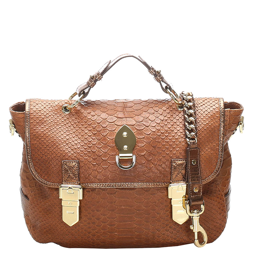 Image of Mulberry Brown Embossed Leather Tillie Satchel