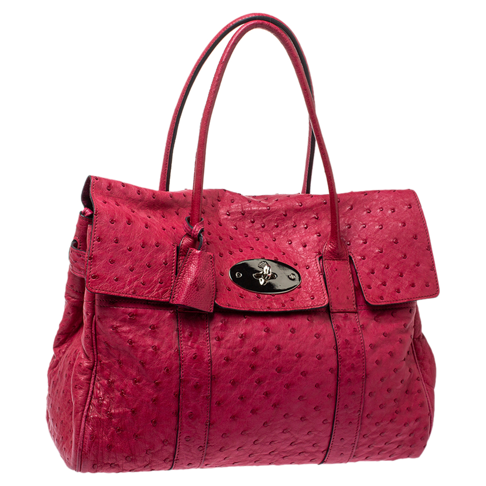 Image of Mulberry Magenta Ostrich Bayswater Satchel