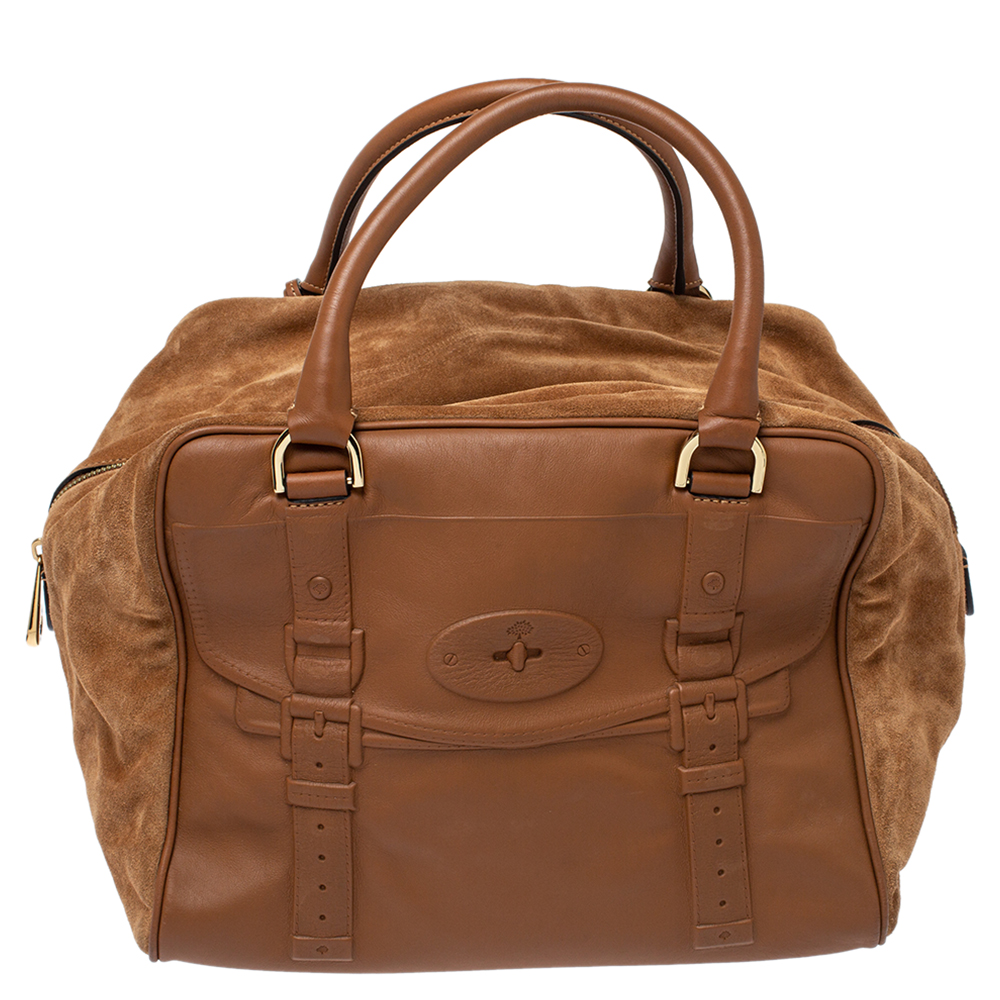 Image of Mulberry Brown Leather and Suede Maisie Clipper Satchel