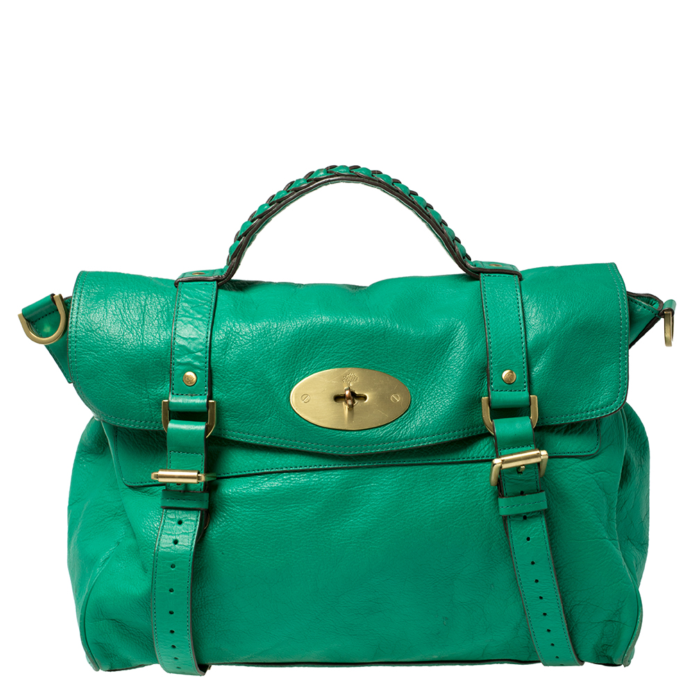 Image of Mulberry Green Leather Oversized Alexa Satchel