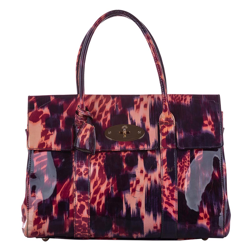 Image of Mulberry Multicolor Printed Patent Leather Bayswater Satchel