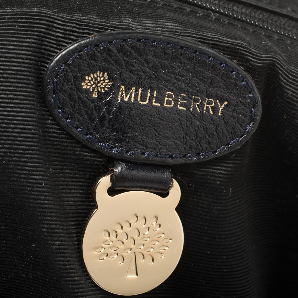 Mulberry Navy Blue Croc Effect Suede Daria Shoulder Bag