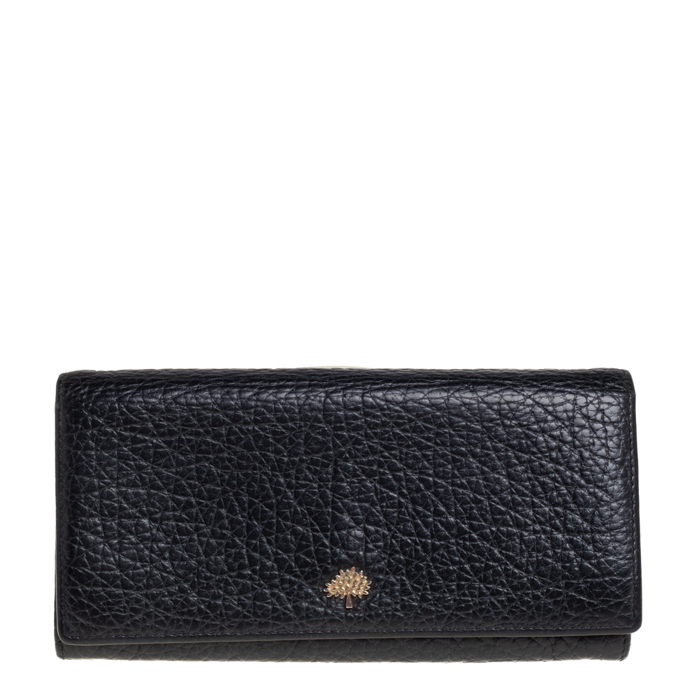 Mulberry Black Leather Flap Continental Wallet