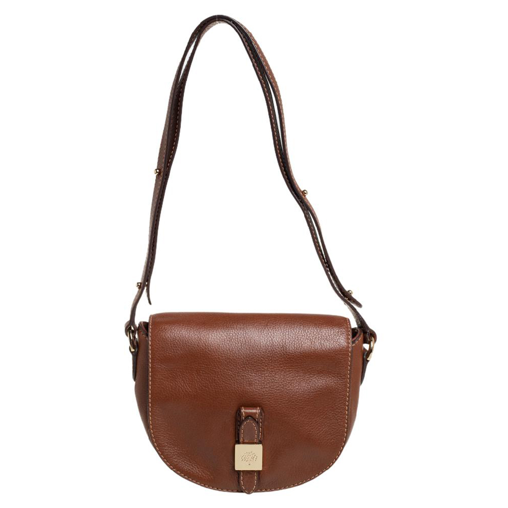 Mulberry Brown Leather Flap Shoulder Bag