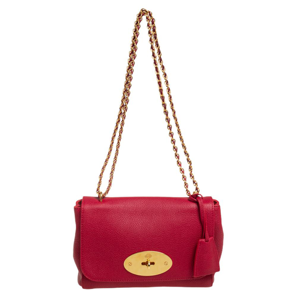 Mulberry Red Leather Small Lily Shoulder Bag