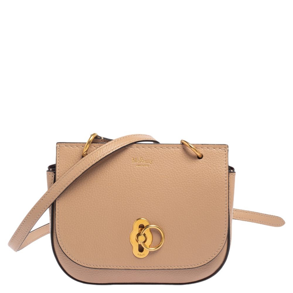 Mulberry Beige Leather Small Amberley Shoulder Bag