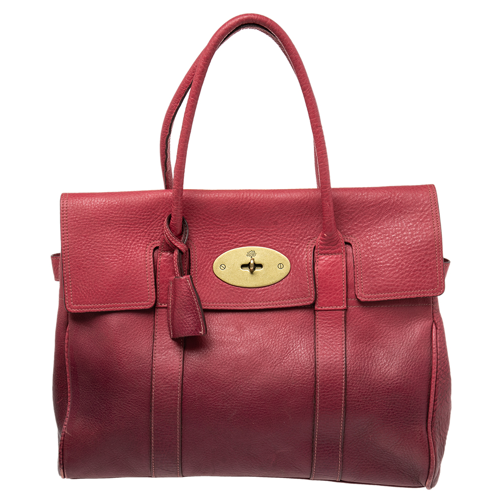 Mulberry Pink/Burgundy Ombre Leather Bayswater Satchel