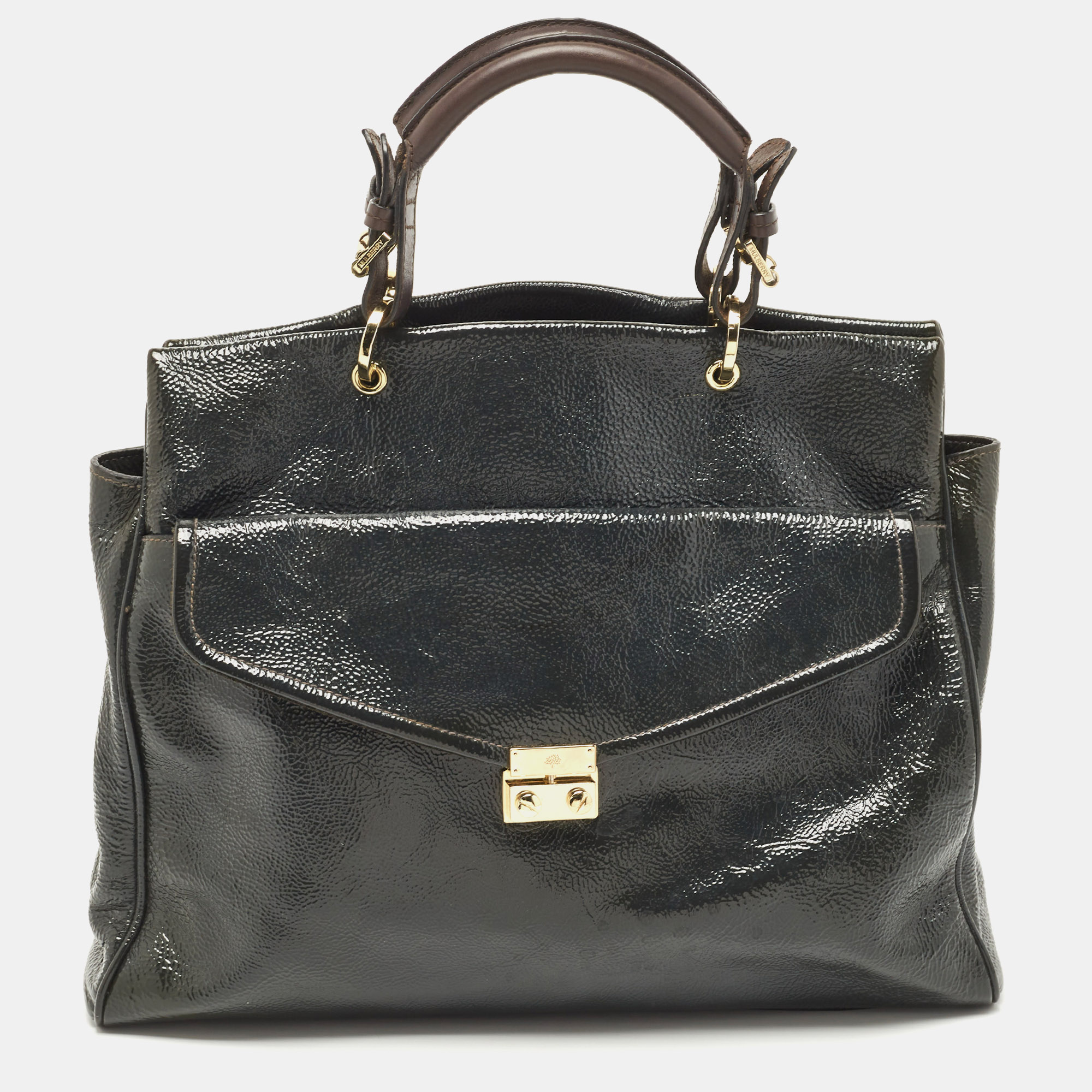 Mulberry Dark Grey Patent And Leather Neely Tote