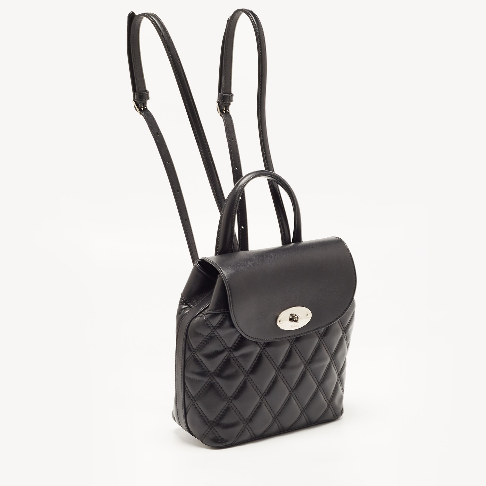 Mulberry Black Quilted Leather Mini Bayswater Backpack