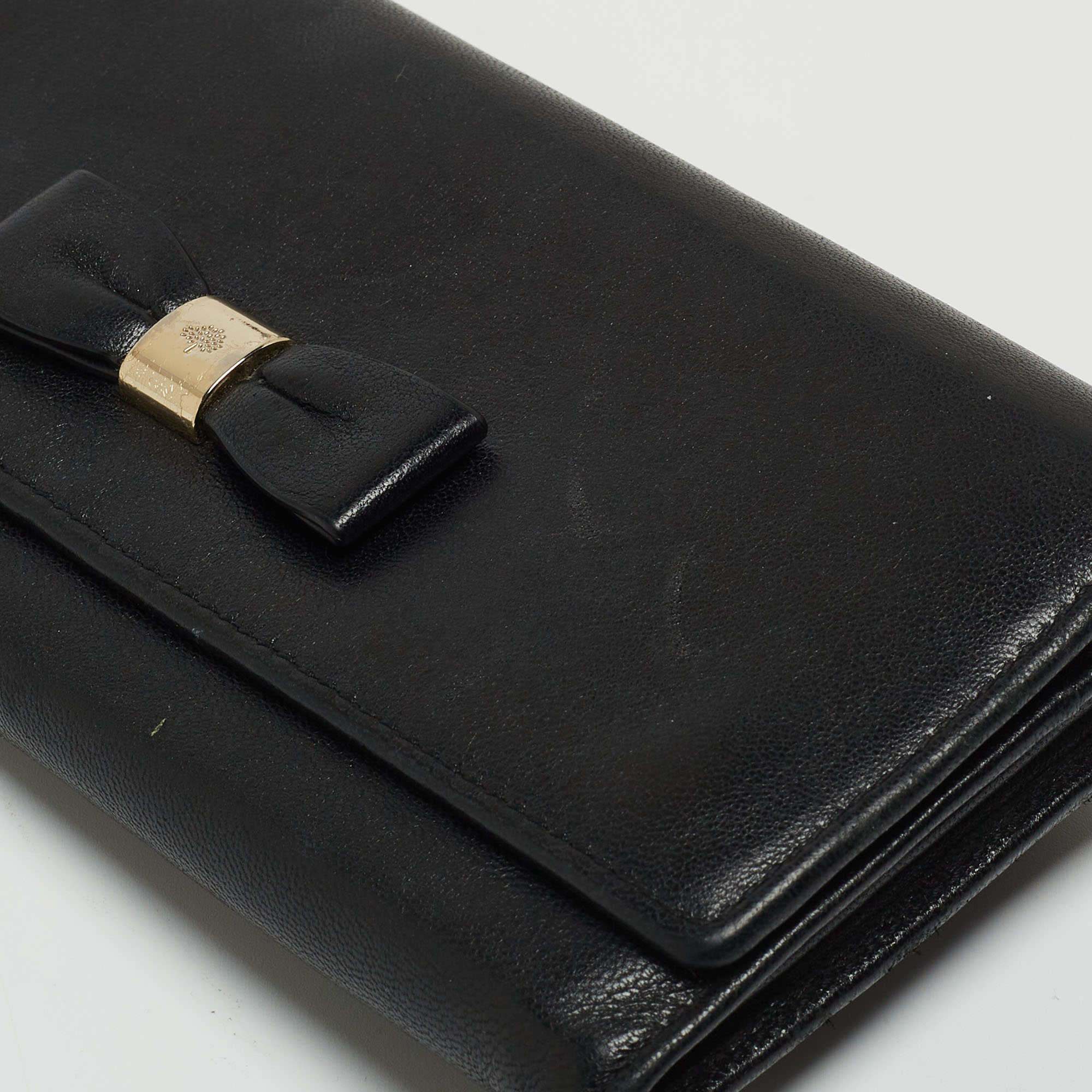 Mulberry Black Leather Bow Continental Wallet