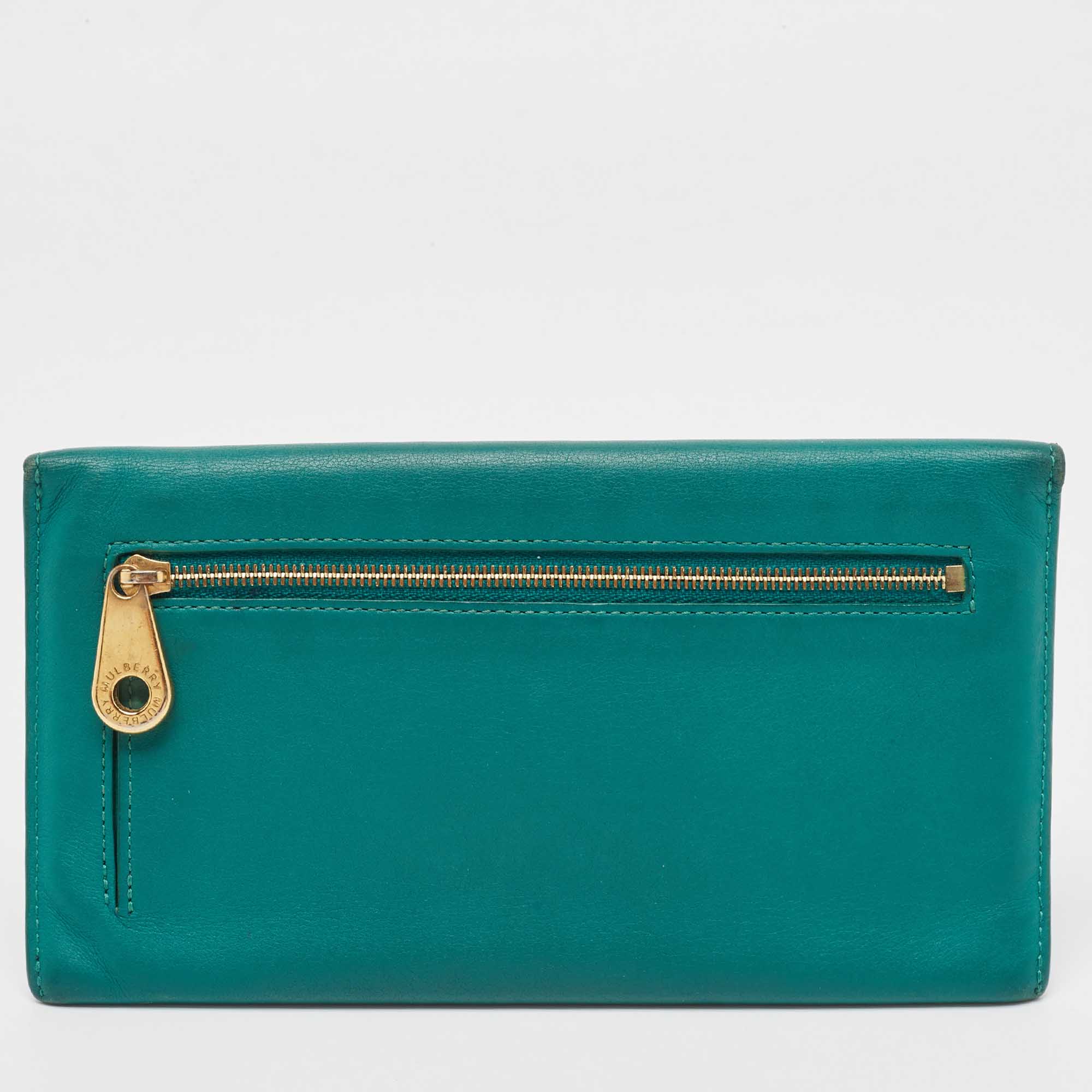 Mulberry Green Leather Envelope Wallet