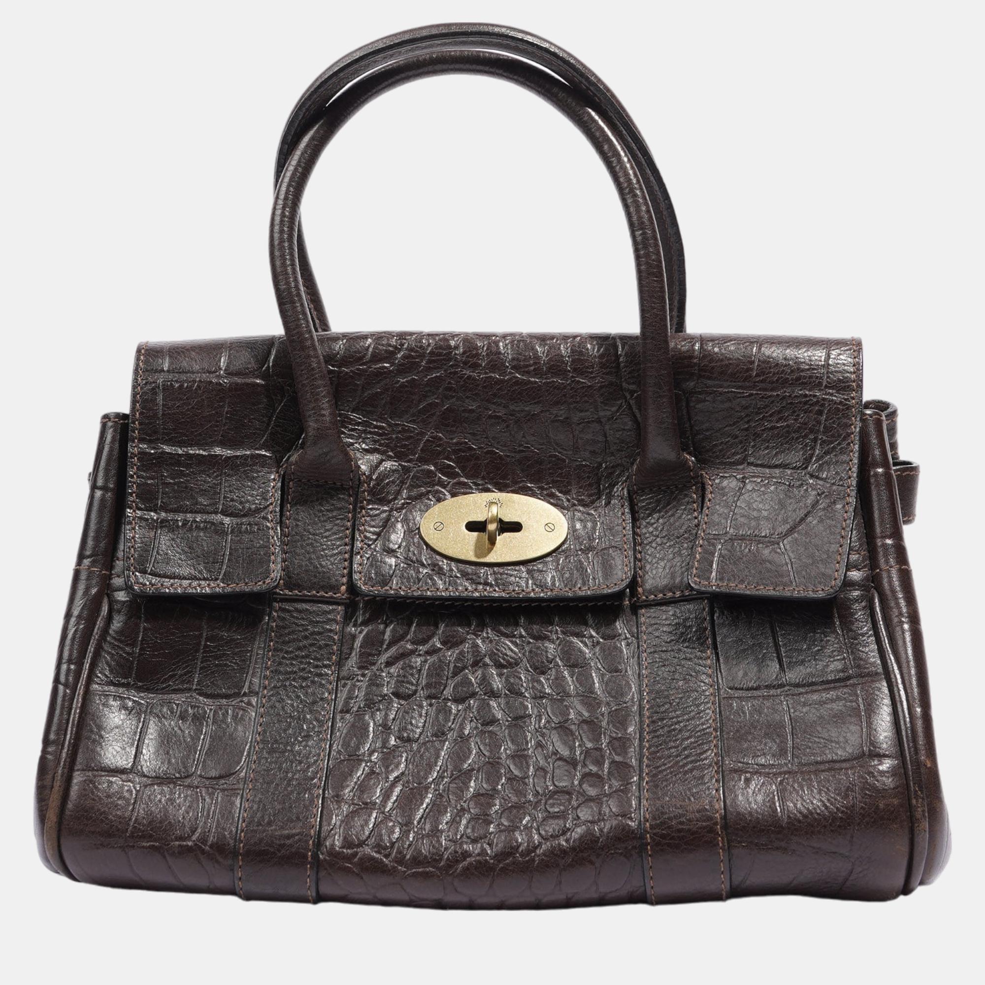 Mulberry Womens Small Bayswater Brown Croc