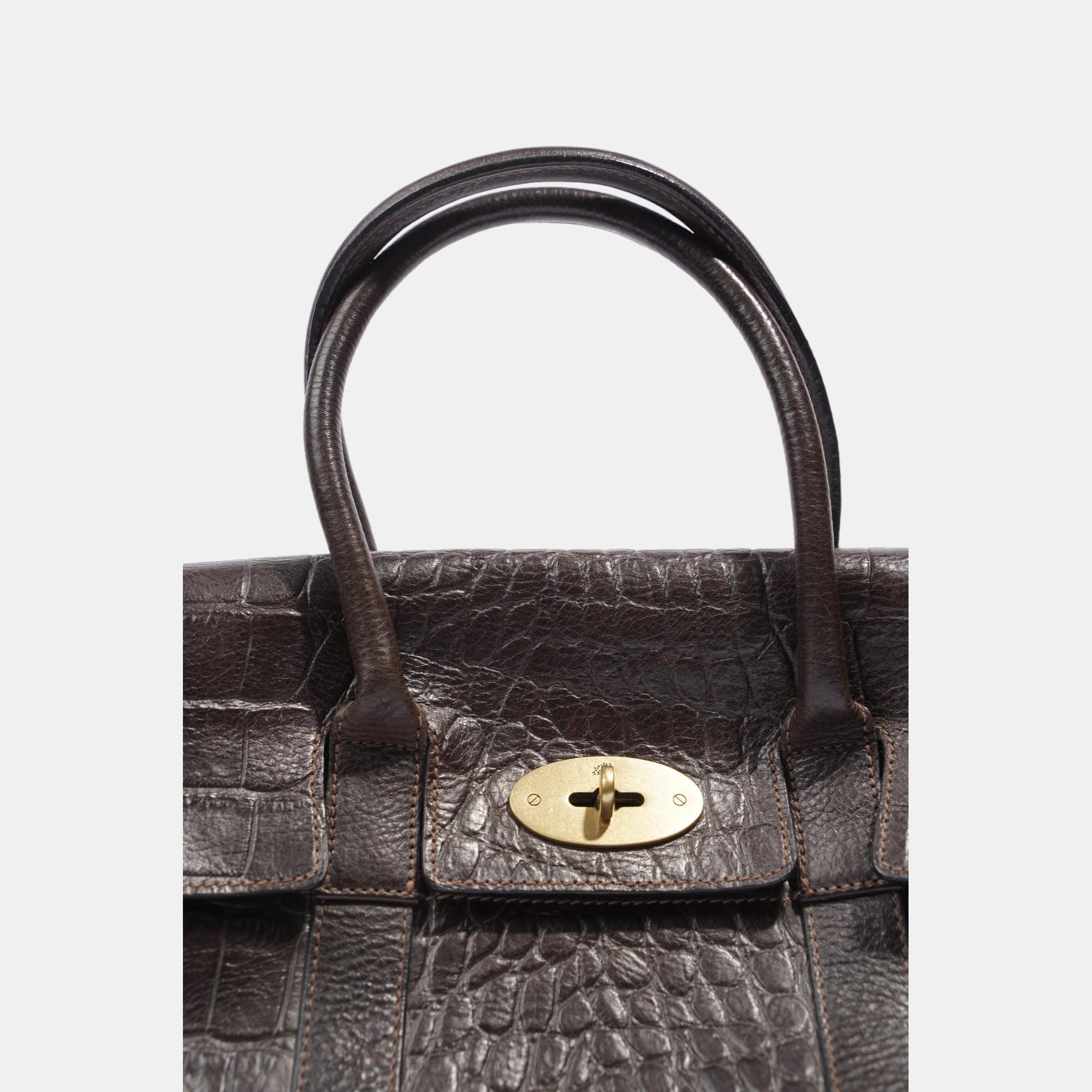 Mulberry Womens Small Bayswater Brown Croc