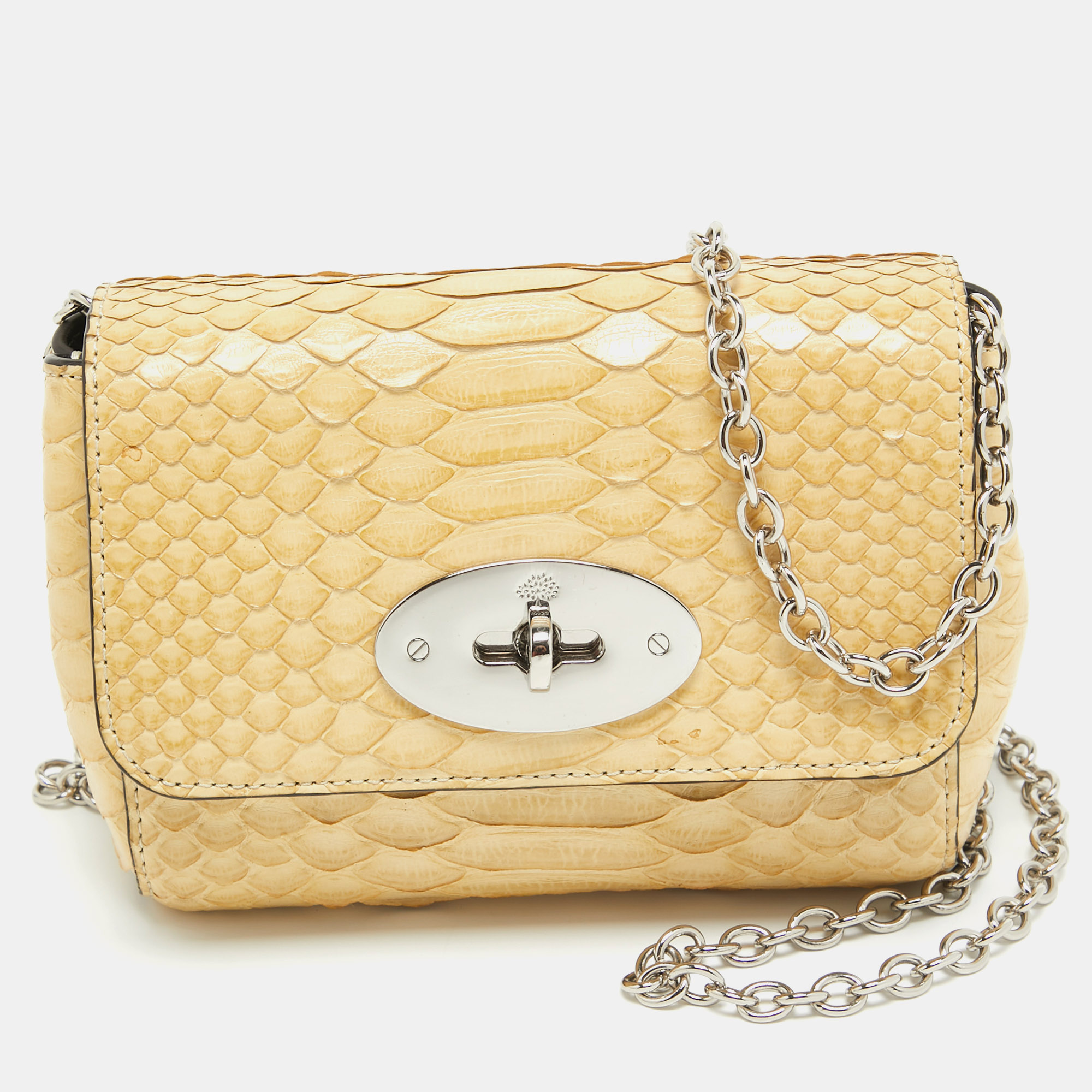 Mulberry yellow python mini lily shoulder bag