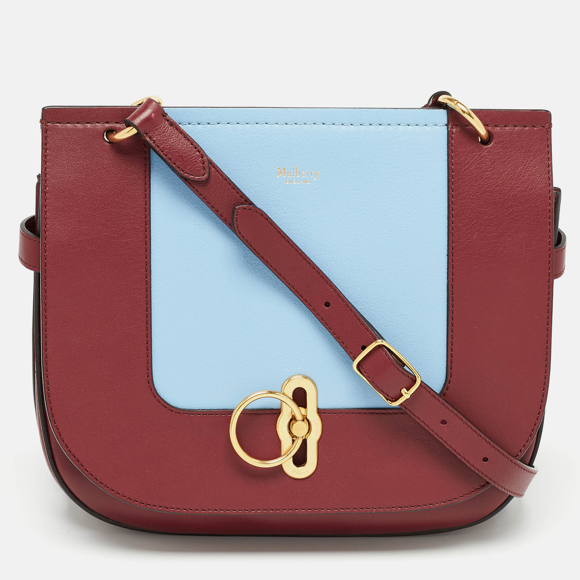Mulberry burgundy/blue leather amberley shoulder bag