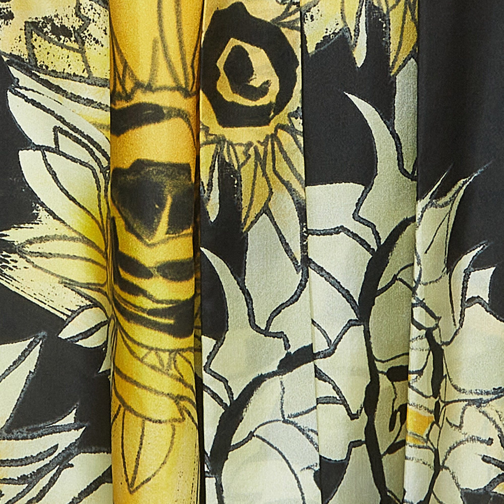 N21 Black Floral Print Silk Elasticated Waist Midi Skirt M