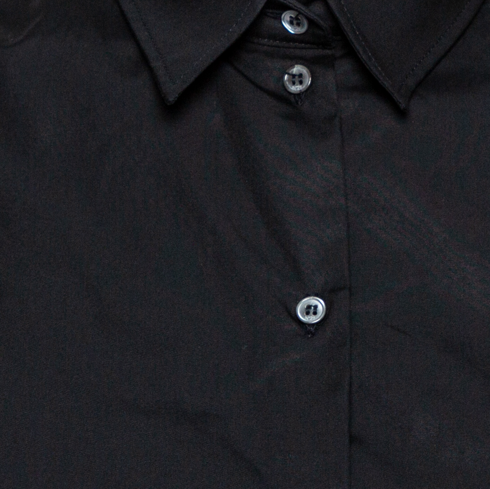 N21 Black Cotton Grid Lace Paneled Feather Trim Shirt XS