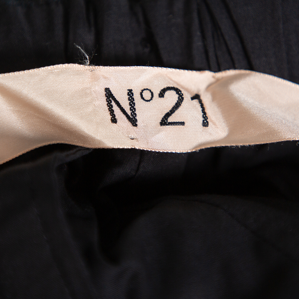 N21 Black Lace Elastic Waist Detail Tapered Leg Trousers S