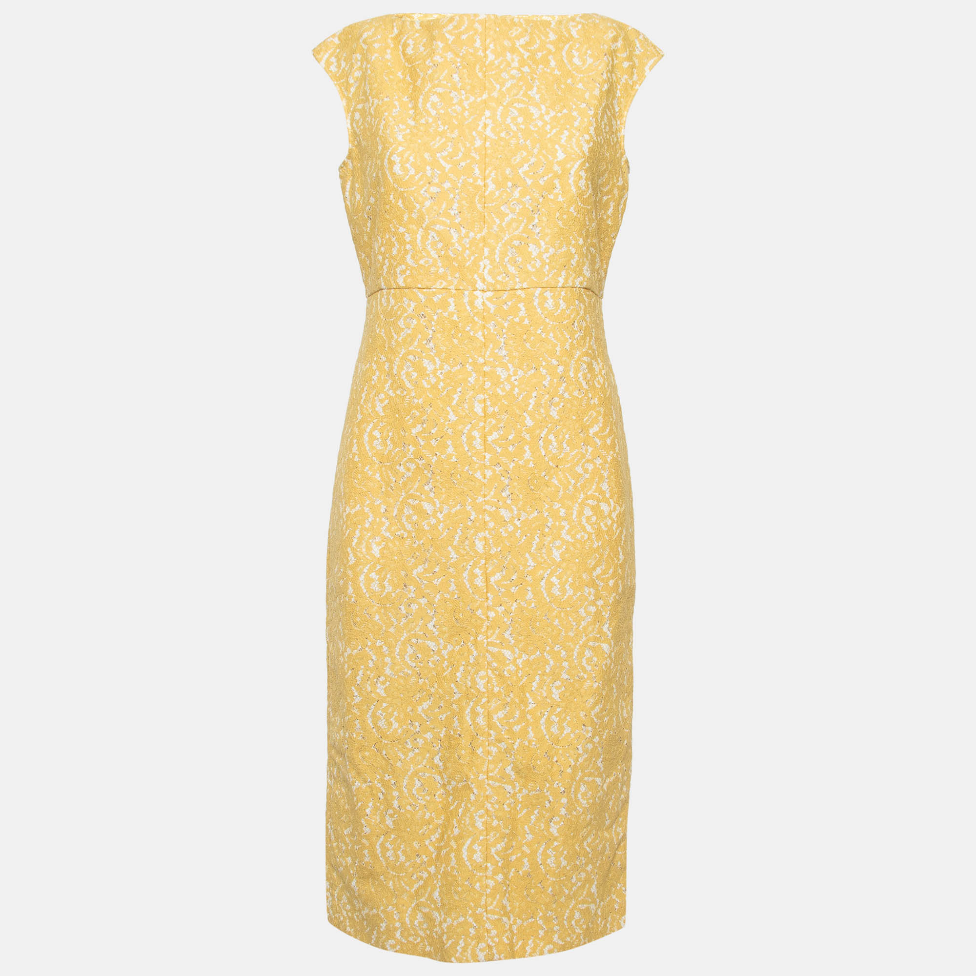 N21 n&ordm;21 yellow lace sleeveless midi dress m