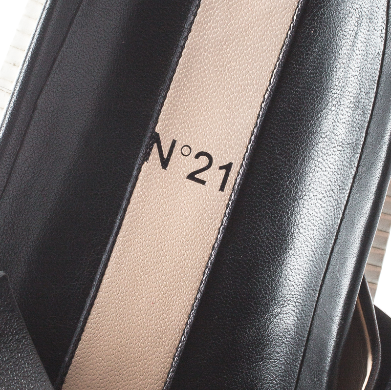 N21 Black Leather Bow Platform Slides Size 39